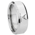 10mm Beveled US Air Force Mirror Beveled Edges Silver Tungsten Carbide Ring