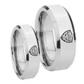 Zelda Hylian Shield Beveled Edges Silver Tungsten His and Hers