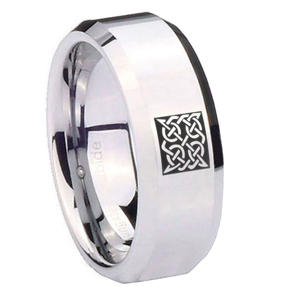 10mm-Celtic-Design-Beveled-Edges-Silver-Tungsten-Carbide-Wedding-Bands-Ring