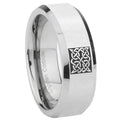 10mm Celtic Design Beveled Edges Silver Tungsten Carbide Wedding Bands Ring