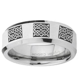 5, 8mm Multiple Celtic Beveled Edge Silver Tungsten Wedding Engraving Ring