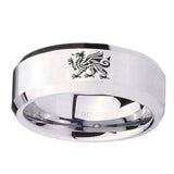 10mm-Dragon-Beveled-Edges-Silver-Tungsten-Carbide-Men's-Wedding-Ring