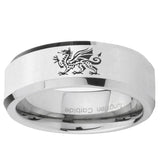 5, 8mm Dragon Beveled Edge Silver Tungsten Carbide Custom Ring for Men