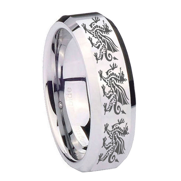 8mm-Multiple-Dragon-Beveled-Edges-Silver-Tungsten-Wedding-Engagement-Ring