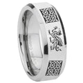 10mm Multiple Dragon Celtic Beveled Edges Silver Tungsten Carbide Bands Ring