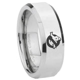8mm Ghostbusters Beveled Edges Silver Tungsten Carbide Anniversary Ring