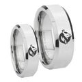 Ghostbusters Beveled Edges Silver Tungsten Mens Ring Set