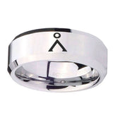10mm-Stargate-Beveled-Edges-Silver-Tungsten-Carbide-Men's-Bands-Ring