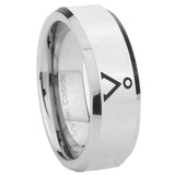 8mm Stargate Beveled Edges Silver Tungsten Carbide Men's Wedding Band