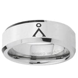 5, 8mm Stargate Beveled Edge Silver Tungsten Ring