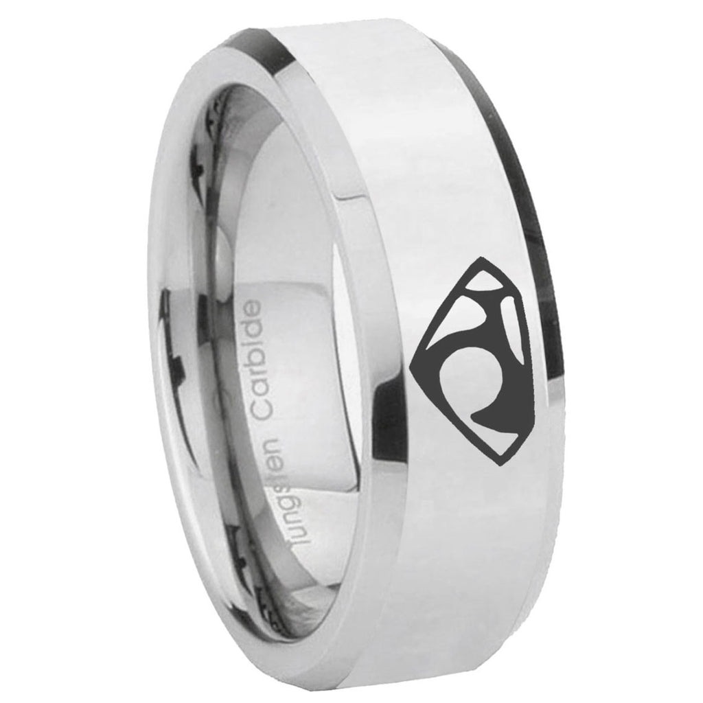 10mm House of Van Beveled Edges Silver Tungsten Carbide Men's Wedding Band