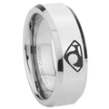 8MM House of Van Bevel Polish Silver Tungsten Personalized Ring