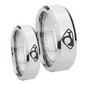 House of Van Beveled Edges Silver Tungsten Bridal Set Ring