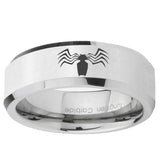 5, 8mm Spider Beveled Edge Silver Tungsten Ring