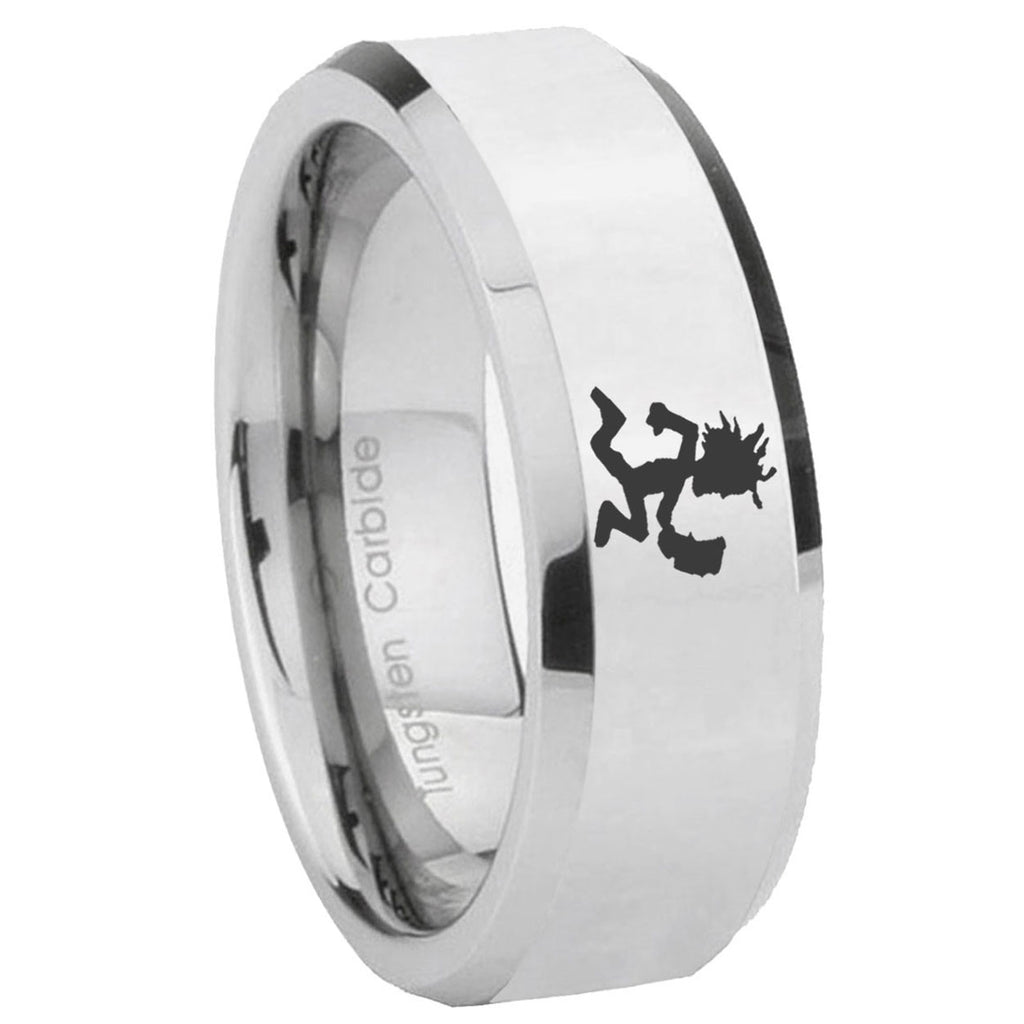 10mm Hatchet Man Beveled Edges Silver Tungsten Carbide Wedding Engraving Ring