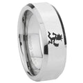 10mm Hatchet Man Beveled Edges Silver Tungsten Carbide Wedding Engraving Ring