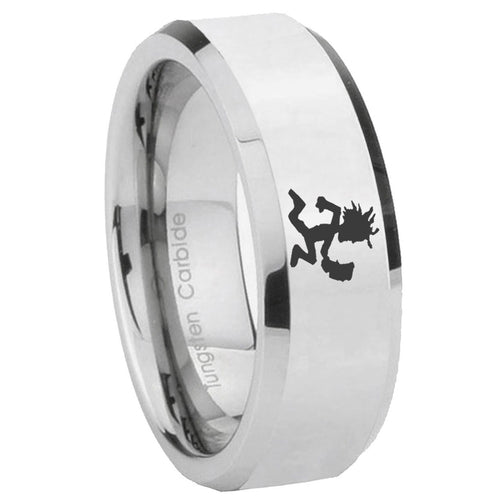 10mm Hatchet Man Beveled Edges Silver Tungsten Carbide Wedding Engraving Ring