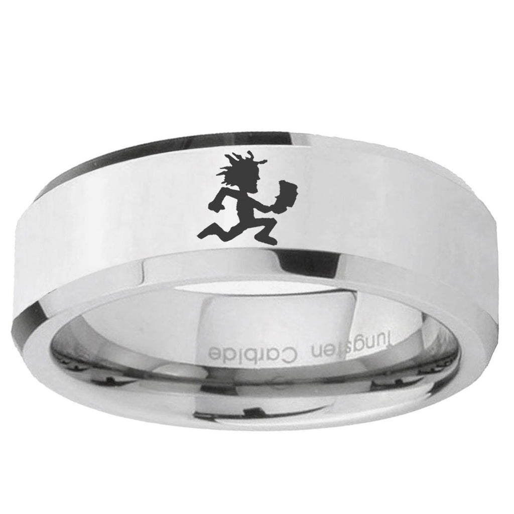 10mm Hatchet Man Beveled Edge SilverTungsten Ring