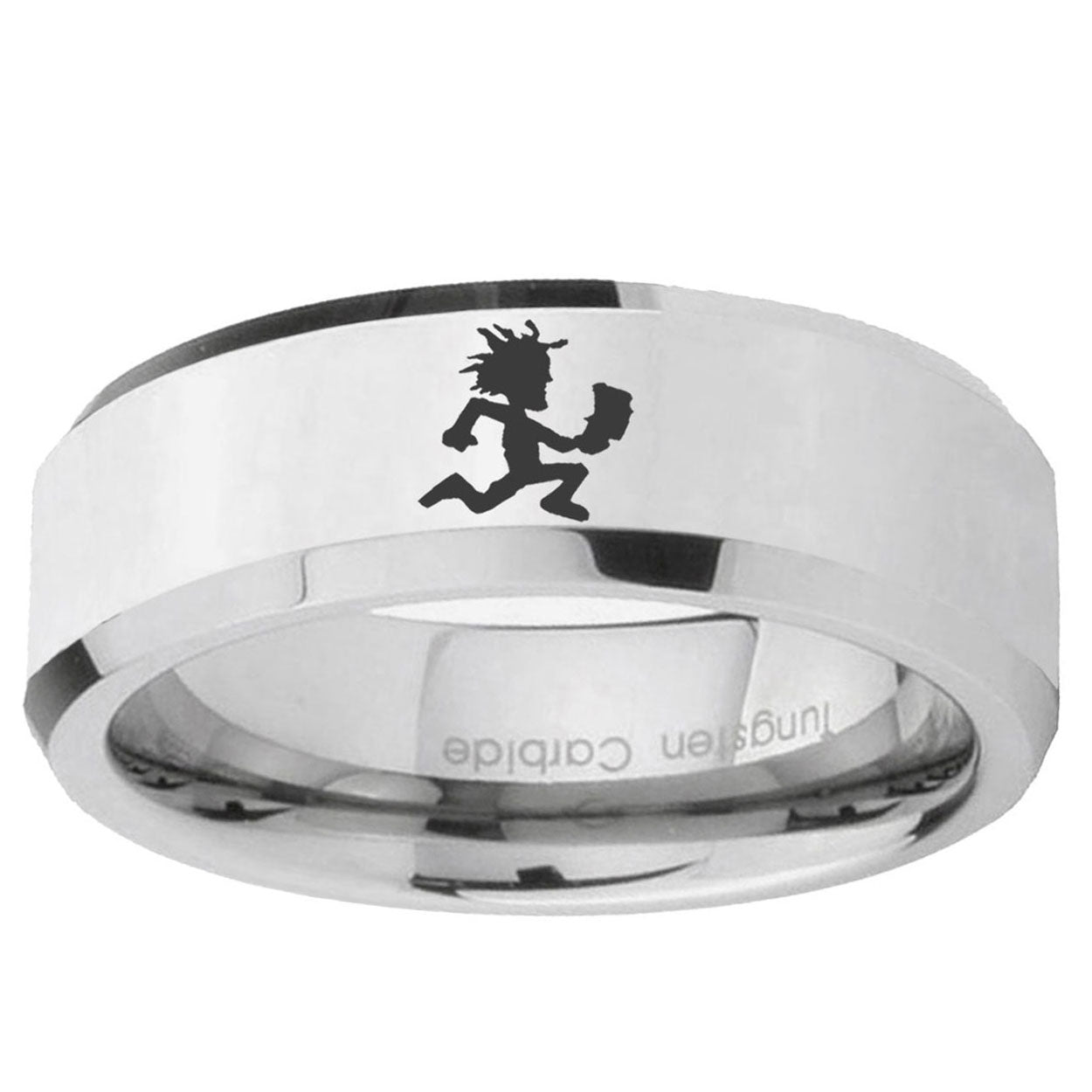 10mm Hatchet Man Beveled Edge SilverTungsten Ring
