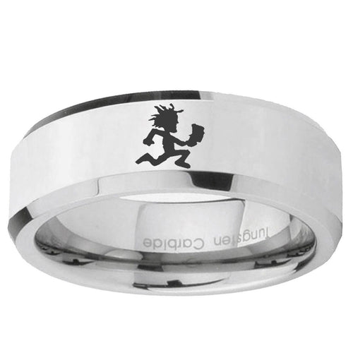 10mm Hatchet Man Beveled Edge SilverTungsten Ring