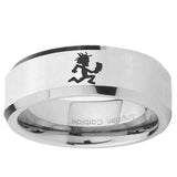 5, 8mm Hatchet Man Beveled Edge Silver Tungsten Ring