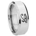 8MM Seeing Eye Bevel Polish Silver Tungsten Promise Ring For Men