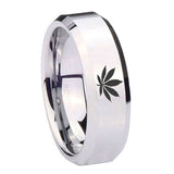 8mm-Marijuana-Leaf-Beveled-Edges-Silver-Tungsten-Carbide-Custom-Ring-for-Men