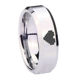 8mm-Mirror-Bevel-Edges-Zelda-Heart-Silver-Tungsten-Laser-Engraved-Ring