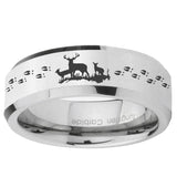 5, 8mm Deer Hunting Beveled Edge Silver Tungsten Ring
