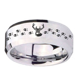 10mm-Deer-Antler-Beveled-Edges-Silver-Tungsten-Carbide-Mens-Ring-Engraved