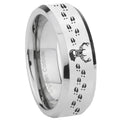 8MM Deer Antler Bevel Polish Silver Tungsten Mens Wedding Band