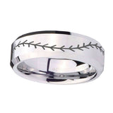 10mm-Baseball-Stitch-Beveled-Edges-Silver-Tungsten-Carbide-Wedding-Band-Ring