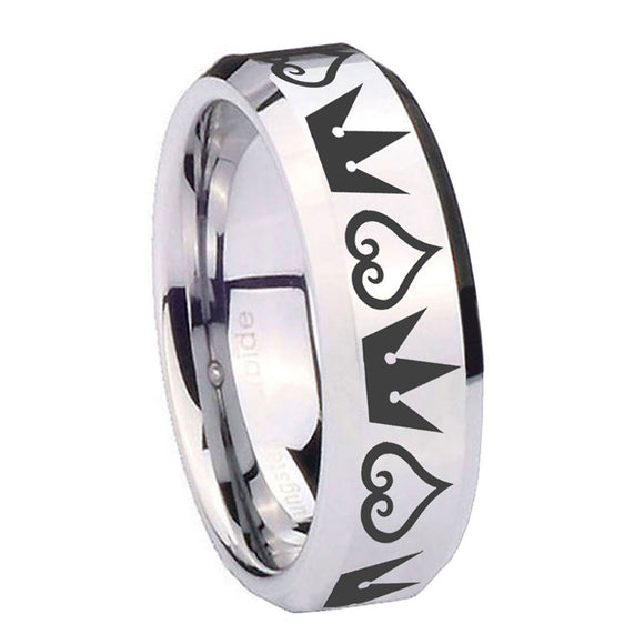 10mm-Hearts-and-Crowns-Beveled-Edges-Silver-Tungsten-Carbide-Wedding-Bands-Ring