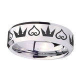 10mm-Hearts-and-Crowns-Beveled-Edges-Silver-Tungsten-Carbide-Wedding-Bands-Ring
