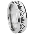 10mm Hearts and Crowns Beveled Edges Silver Tungsten Carbide Wedding Bands Ring