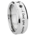8MM Sound Wave, I love you Bevel Polish Silver Tungsten Ring For Man