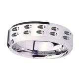 10mm-Deer-Tracks-Beveled-Edges-Silver-Tungsten-Carbide-Anniversary-Ring
