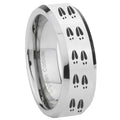 10mm Deer Tracks Beveled Edges Silver Tungsten Carbide Anniversary Ring