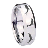 10mm-Dolphins-Beveled-Edges-Silver-Tungsten-Carbide-Custom-Ring-for-Men