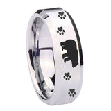 10mm-Bear-and-Paw-Beveled-Edges-Silver-Tungsten-Carbide-Engraved-Ring
