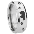 10mm Bear and Paw Beveled Edges Silver Tungsten Carbide Engraved Ring