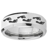 5, 8mm Foot Print Beveled Edge Silver Tungsten Ring