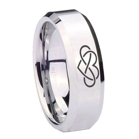 10mm-Infinity-Love-Beveled-Edges-Silver-Tungsten-Carbide-Men's-Engagement-Band