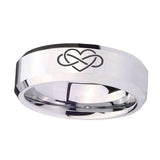 10mm-Infinity-Love-Beveled-Edges-Silver-Tungsten-Carbide-Men's-Engagement-Band