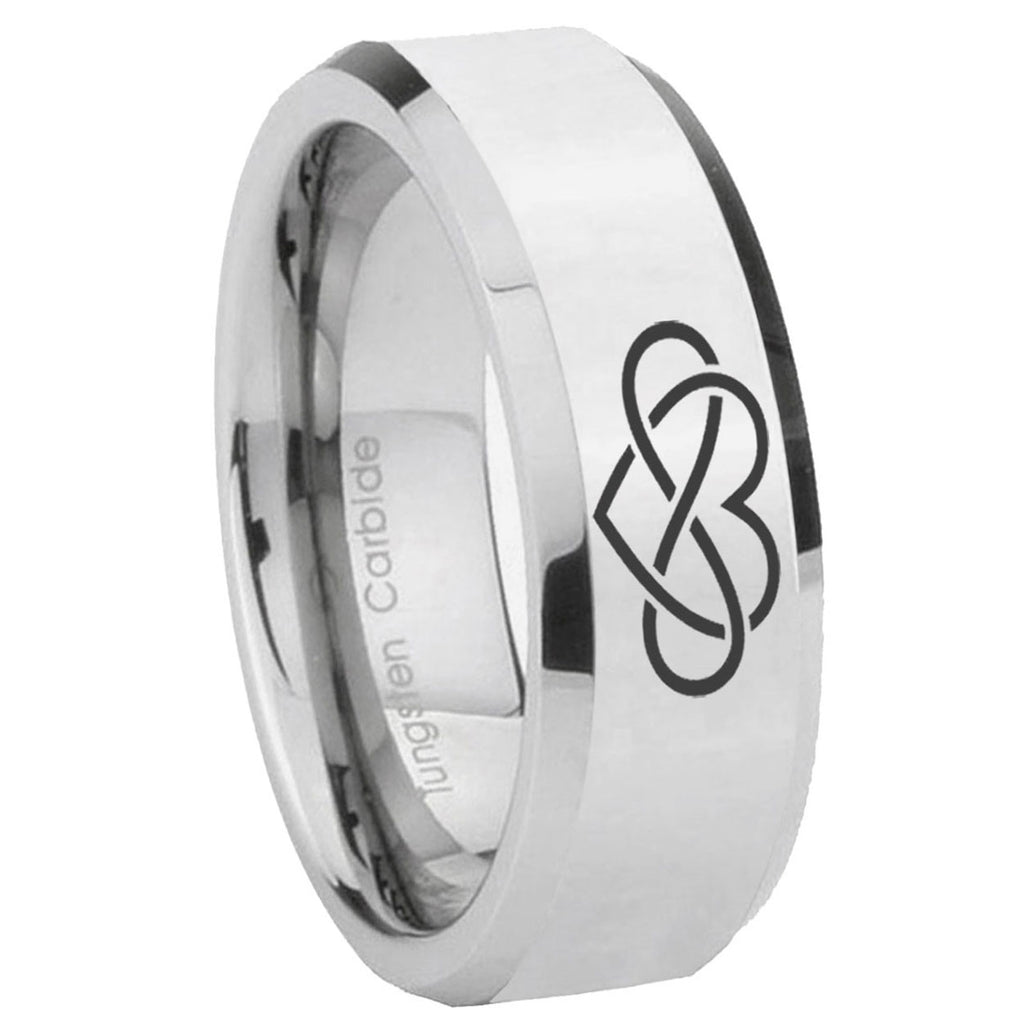 10mm Infinity Love Beveled Edges Silver Tungsten Carbide Men's Engagement Band