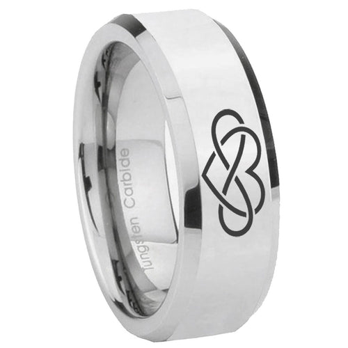 10mm Infinity Love Beveled Edges Silver Tungsten Carbide Men's Engagement Band