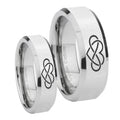 Infinity Love Beveled Edges Silver Tungsten His And Hers Ring