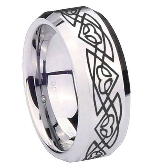 10mm-Celtic-Braided-Beveled-Edges-Silver-Tungsten-Carbide-Mens-Ring-Engraved