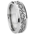 10mm Celtic Braided Beveled Edges Silver Tungsten Carbide Mens Ring Engraved