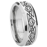 8mm Celtic Braided Beveled Edges Silver Tungsten Wedding Engagement Ring